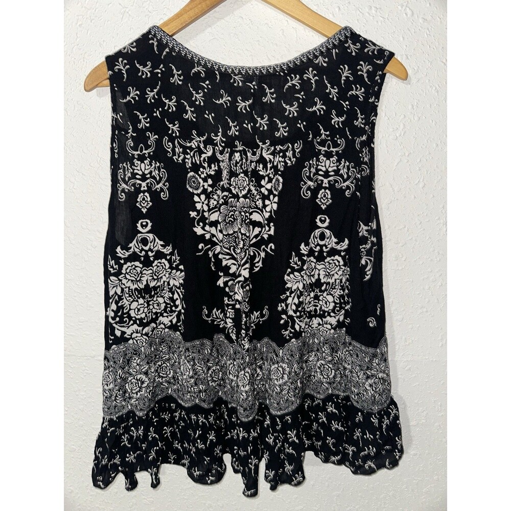 Bila Top Boho Floral Embroidered Collar Casual Sleeveless Blouse Top Women’s XL - Picture 4 of 4